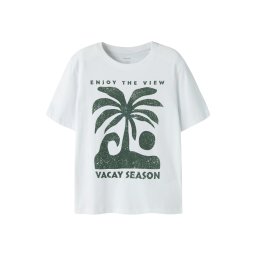 NAME IT Tricou 'NKMJude' verde închis / alb