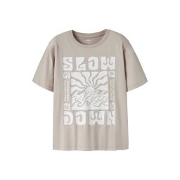 NAME IT Tricou 'NKMJude' gri taupe / alb
