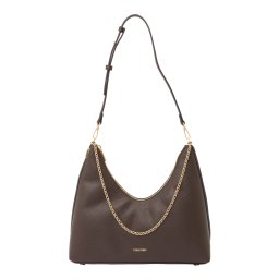 Calvin Klein Geantă de umăr 'Chain Strap Pebble Grain Hobo' ciocolatiu