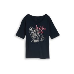 TOM TAILOR Tricou bleumarin / roz / alb