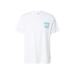CONVERSE Tricou 'FESTIVAL SNACKS' turcoaz / alb