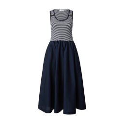 TOMMY HILFIGER Rochie de vară 'Gold-tone Button Slim Mixed Midi' bleumarin / alb