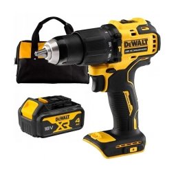 Dewalt - DCD709M1 - Masina de gaurit si insurubat cu percutie cu 1 acumulator, Li-Ion, 18 V, 4 Ah, 65 Nm, motor fara perii, led iluminare, geanta textila