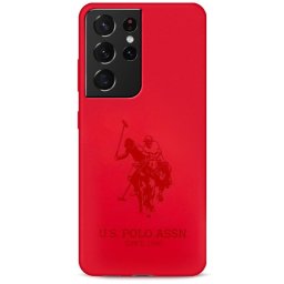 Husa Husa TPU U.S. Polo Double Horse pentru Samsung Galaxy S21 Ultra 5G, Rosie