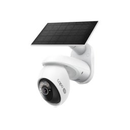 Camera de supraveghere CAMERA IP TP-LINK + PANOU SOLAR, wireless, turret, pt.exterior, dist. IR 9 m, tip lentila fixa 4 mm, 4K 8MP (3840 2160 px), microfon, carcasa plastic, slot SD card, "Tapo C660 KIT" (timbru verde 0.8 lei)