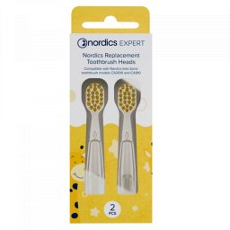 Set 2 capete pentru periutele de dinti electrice pentru copii Nordics, Compatibile cu modelele CA078, CA2610 si CA910, Peri moi DuPont, Galben