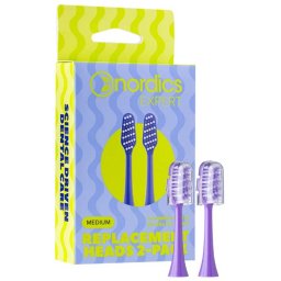 Set 2 capete pentru periuta de dinti electrica Nordics Expert XO10P - Medium, 2 buc., Click on, Violet