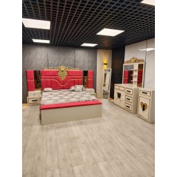 Dormitor complet Golden Love Rosu saltea inclusa pat 180x200
