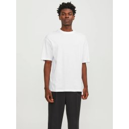 Jack & Jones, Tricou simplu, Bradley, barbati, din bumbac, Relaxed fit, Alb (SELECTATI MARIMEA: XS)