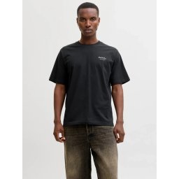 Jack & Jones Tricou barbati, din bumbac, Relaxed Fit, JJEARCHIVE, Negru (SELECTATI MARIMEA: XL)
