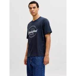 Jack & Jones Tricou barbati, din bumbac, Regular fit, JJEDOVER, Bleumarin inchis (SELECTATI MARIMEA: 2XL)