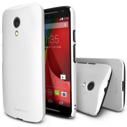 Husa Ringke Slim White plus folie protectie pentru Motorola Moto G 2014