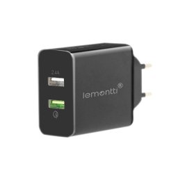 Incarcator Lemontti LIRQ3N3A Quick Charge Dual USB Negru
