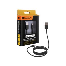 Cablu de date Canyon CNS-MFICAB01B Ultra-compact MFI 1m Negru