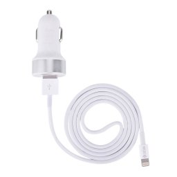 Incarcator Auto Devia 2.4A Smart Series Dual USB Lightning MFI Alb