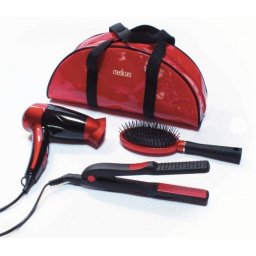 Set de Voiaj Ardes ARM350 Uscator de par + Placa de indreptat parul + Perie + Borseta Rosu/Negru