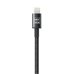 Cablu de date / incarcare NEX TECH USB Lightning PREMIUM 2m Transfer date Incarcare Sincronizare Flexibil Compatibilitate iPhone Negru