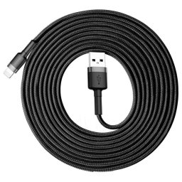 Cablu de date Baseus Cafule USB/Lightning 3m Negru/Gri