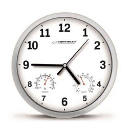 Ceas de Perete Esperanza EHC016W Lyon Afisaj Analog Termometru Higrometru Alb