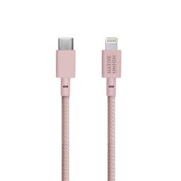 Cablu de date Native Union Belt USB Type-C / Lightning 1.2m Rose