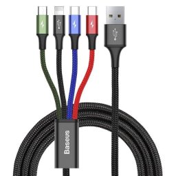 Cablu de date Baseus Rapid 4 in 1, 2x USB Type-C/Lightning/Micro-USB, 3.5A, 1.2m, Negru