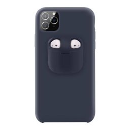 Husa Lemontti Liquid Silicone cu Apple AirPods Case Dark Blue pentru Apple iPhone 11 Pro Max