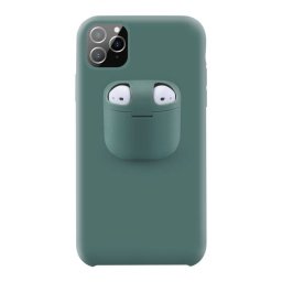Husa Lemontti Liquid Silicone cu Apple AirPods Case Dark Green pentru Apple iPhone 11 Pro