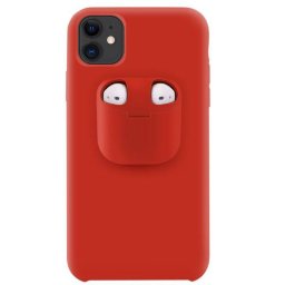 Husa Lemontti Liquid Silicone cu Apple AirPods Case Red pentru Apple iPhone 11