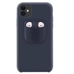 Husa Lemontti Liquid Silicone cu Apple AirPods Case Dark Blue pentru Apple iPhone 11