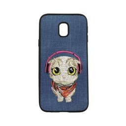 Husa Lemontti Embroidery Blue Puppy pentru Samsung Galaxy J5 2017