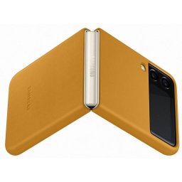Husa Samsung Leather Cover pentru Galaxy Z Flip 3 Mustard