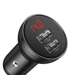 Incarcator Auto Baseus CCBX-0G Digital Display Dual USB Quick Charge 24W Gri
