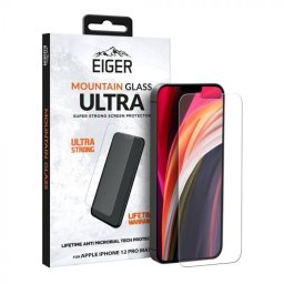 Folie protectie Eiger Sticla 2.5D Mountain Glass Ultra pentru iPhone 12 Pro Max Clear (0.33mm, 9H, antimicrobian)