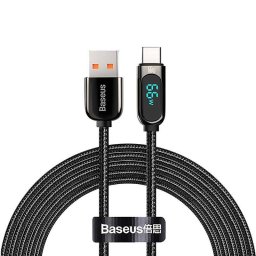 Cablu Date/Incarcare Baseus Display USB La USB Type-C 66W 1m Negru
