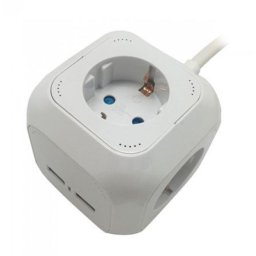 Prelungitor cubic V-Tac 8800 3 prize 2x USB 2.1A 1.4m Alb