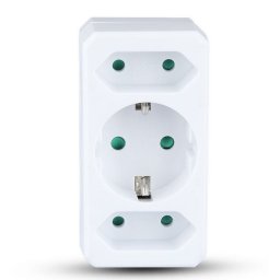 Adaptor priza V-Tac 8784 3 prize 1x Schuko 16A max si 2x Euro 2.5A max Alb
