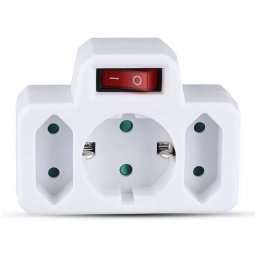Adaptor priza cu intrerupator V-Tac 8788 3 prize 1x Schuko 16A max si 2x Euro 2.5A max Alb