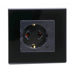 Priza Smart Simpla V-Tac 8797 16A cu rama din sticla Neagra
