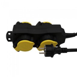 Prelungitor de exterior V-Tac 8814 4 prize 3m IP44 Negru / Galben