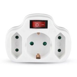 Adaptor cu intrerupator V-Tac 8806 3 prize 16A max 3500W Alb