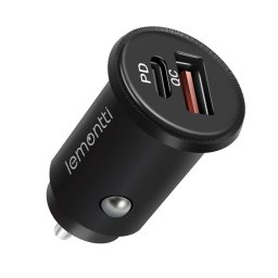 Incarcator Auto Lemontti PD Type C plus USB Quick Charge 30W Negru