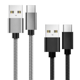 Set Cabluri Lemontti USB la Type-C 0.5m Negru si 1m Gri