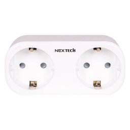 Priza inteligenta NEX TECHÂ® Smart, Wireless, Control Vocal, 16A, Monitorizare Consum Energie, 2 Porturi, 3680W, Compatibil Alexa si Google Assistant, iOS/Android, SmartLife Tuya, 220V-240V, Alb