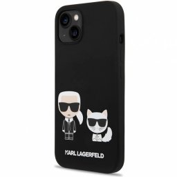 Husa TPU Karl Lagerfeld Liquid Silicone Karl and Choupette Neagra MagSafe pentru Apple iPhone 14 Plus