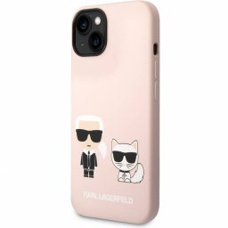 Husa TPU Karl Lagerfeld Liquid Silicone Karl and Choupette Roz MagSafe pentru Apple iPhone 14 Plus
