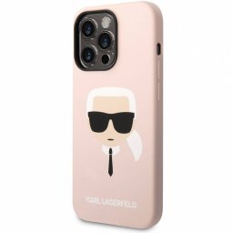 Husa Karl Lagerfeld Liquid Silicone Karl Head Roz MagSafe pentru Apple iPhone 14 Pro Max