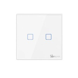 Intrerupator Sonoff T2EU2C-RF cu 2 canale, 433 MHz, Semnal RF, Alb