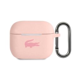 Husa Lacoste Silicon Glossy Printing Logo Pink pentru Apple Airpods 3
