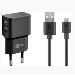 Incarcator Retea Goobay WM224BK 2x USB-A 2.4A Cablu MicroUSB Negru