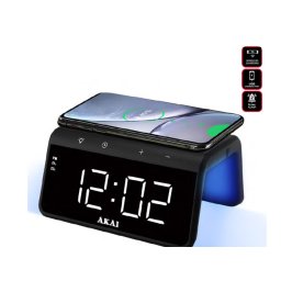 Ceas Alarma Si Incarcare Akai ACRB-2000 Putere Incarcare 10W Wireless Negru